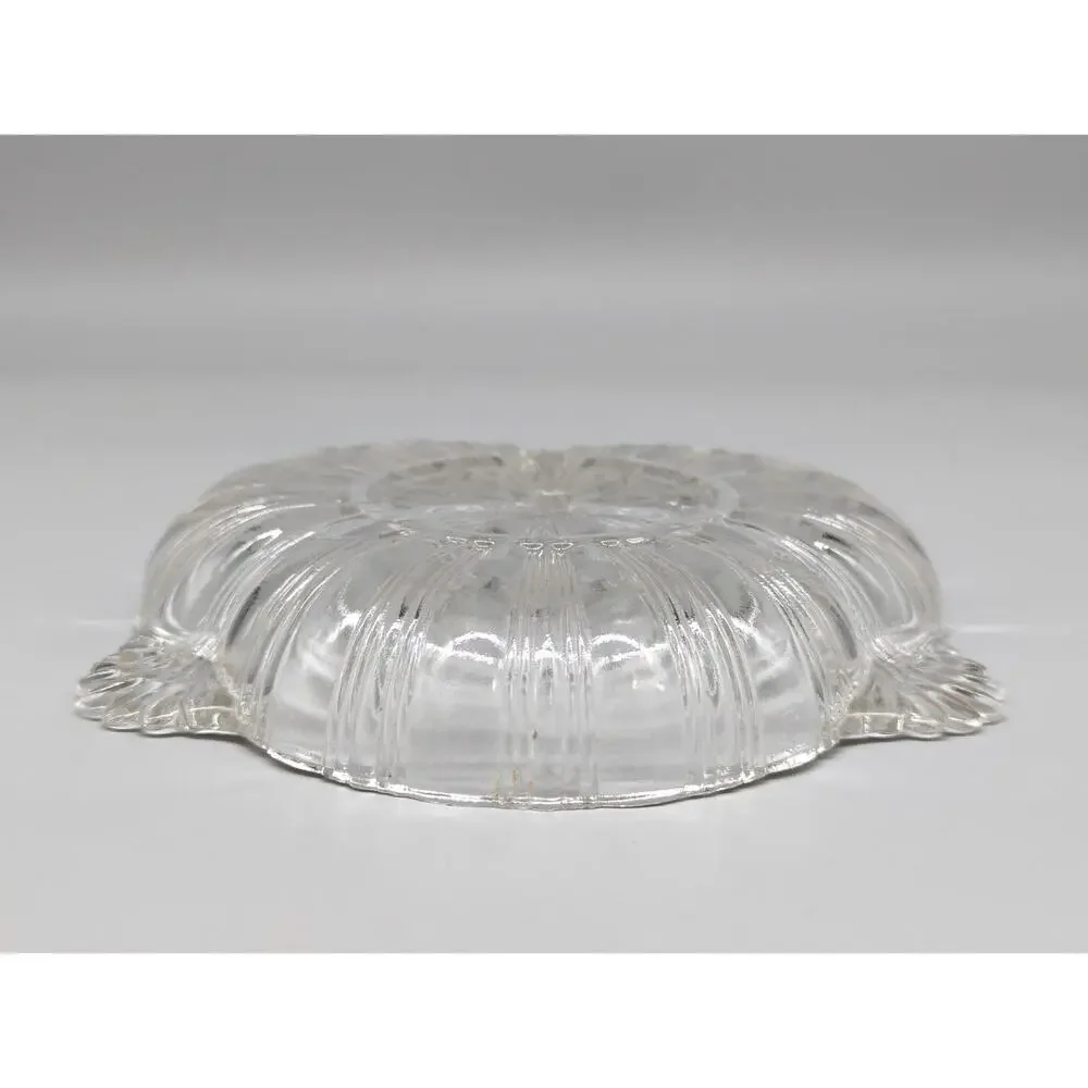 Vintage Hazel Atlas Clear Glass Divided Dish Bowl 3 Part Handles Sections 6.5